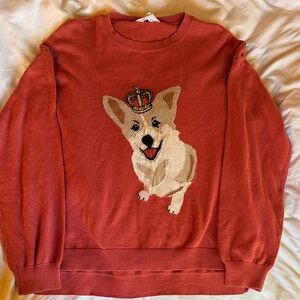 Time and Tru Red Sweater with Corgi Design